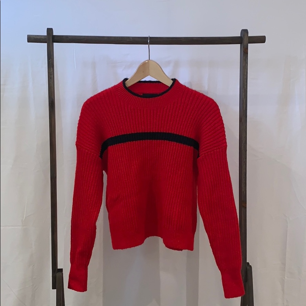 Forever 21 Knit Crewneck Sweater Red/Black